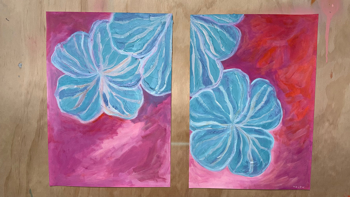 'Soar' - Original unframed paper artwork by MZ LEW (A3 diptych)