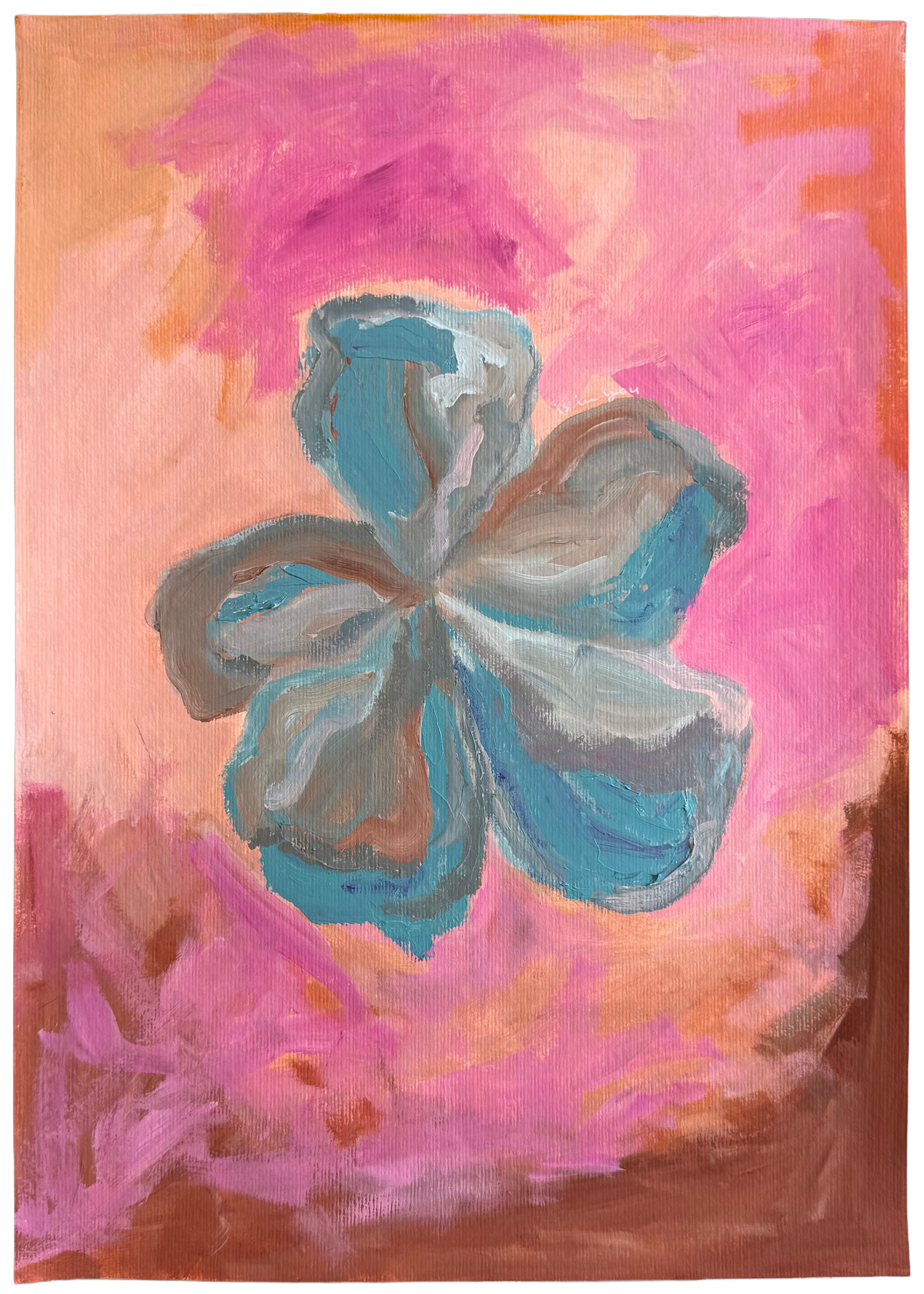 Abstract blue hibiscus paper painting 2/2 by MZ LEW.