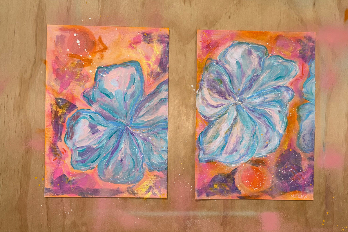 'New Day' - Original unframed paper artwork by MZ LEW (A4 diptych)