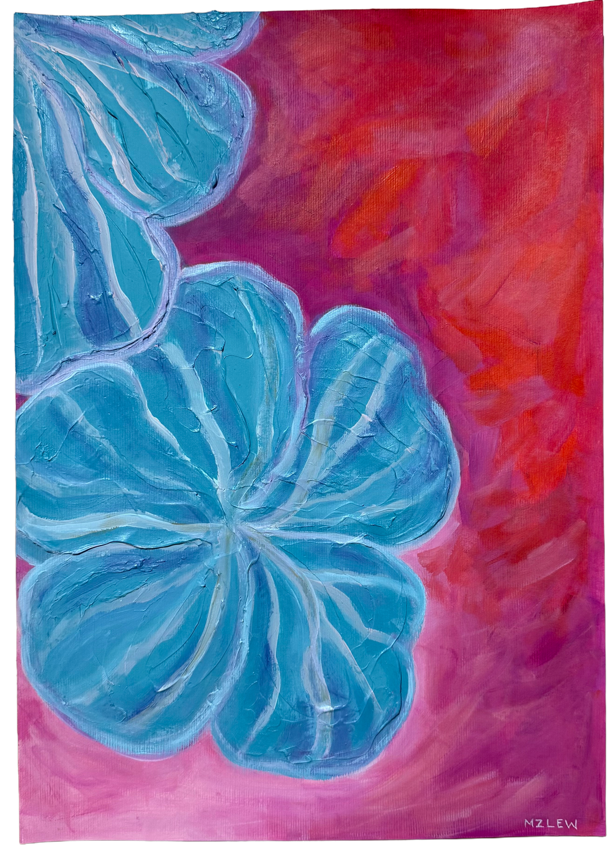 Pink, blue, purple and red abstract floral artwork by MZ LEW. 2026. 2/2