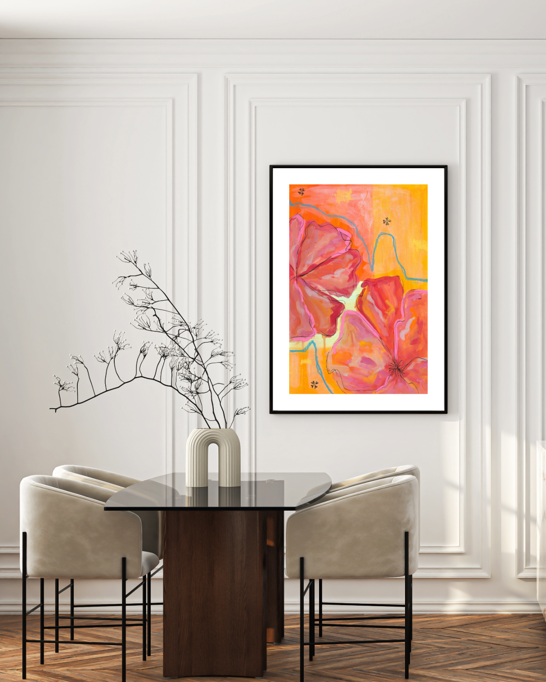 Under Silent Moon | Abstract Floral Unframed Print