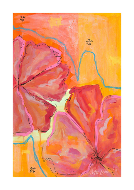 Under Silent Moon | Abstract Floral Unframed Print